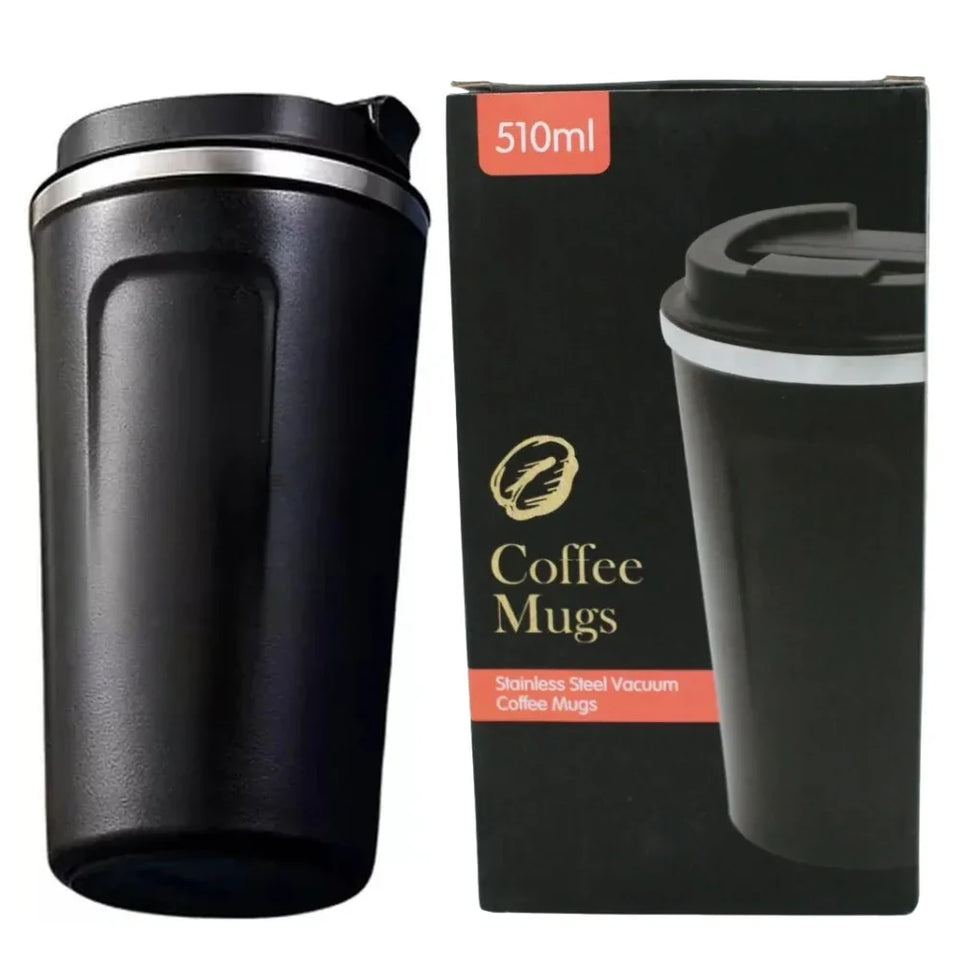 Black 510ML Stainless Steel Vacuum Insulated Thermos Flask Travel Mug with Temperature Display Smart LED Display Coffee Mug