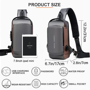 Blue & Brown | Multifunction Anti-Theft USB Charging Crossbody Shoulder Bag | Stylish, Secure, and Ready for Adventures Smart Shoulder Bag