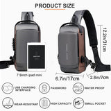 Blue & Brown | Multifunction Anti-Theft USB Charging Crossbody Shoulder Bag | Stylish, Secure, and Ready for Adventures Smart Shoulder Bag