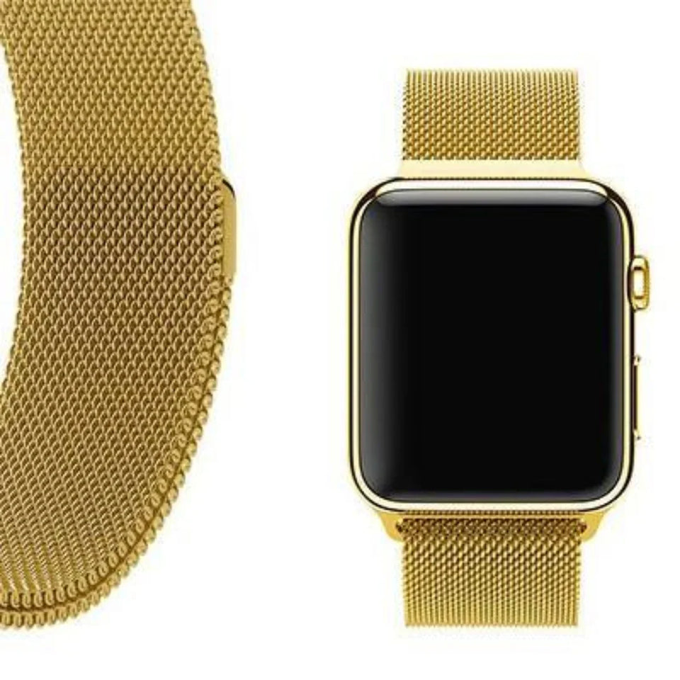 Gold | Apple Watch Milanese Magnetic Loop Strap | Stainless Steel Band | 42mm / 44mm / 45mm Stylish Stainless Steel Strap