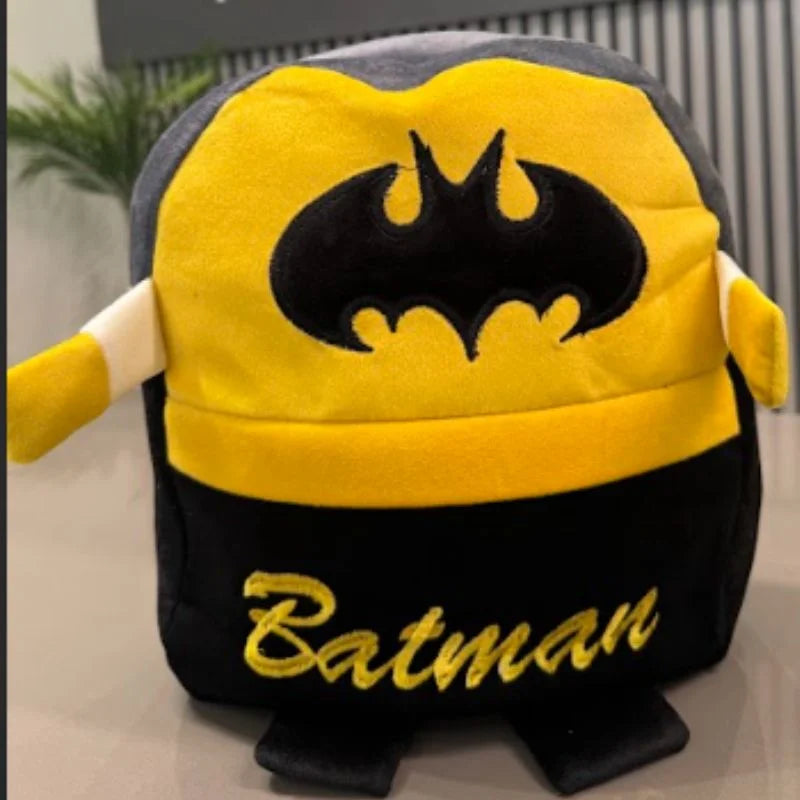 Cute Plush Batman Character Backpack | Stuffed School Bag & Gift for Kids Adorable Soft Plush Kids Backpack