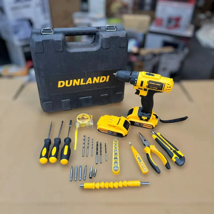 Dunlandi 24V Cordless Drill Machine Set | 2 Batteries & Complete DIY Tool Kit Cordless 24V Drill Machine Set SKU: Sm-42-00-00-425