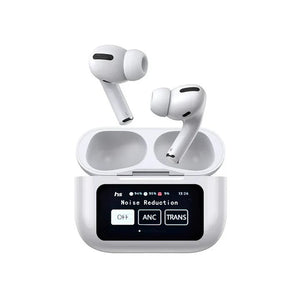 White A9 Pro ANC Bluetooth 5.4 Wireless Earbuds with Smart Screen and Active Noise Cancellation Smart ANC wireless earbuds