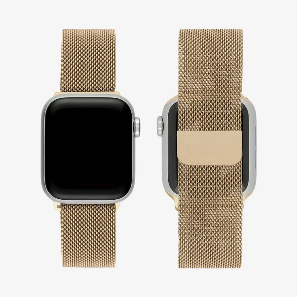 Gold | Apple Watch Milanese Magnetic Loop Strap | Stainless Steel Band | 42mm / 44mm / 45mm Stylish Stainless Steel Strap