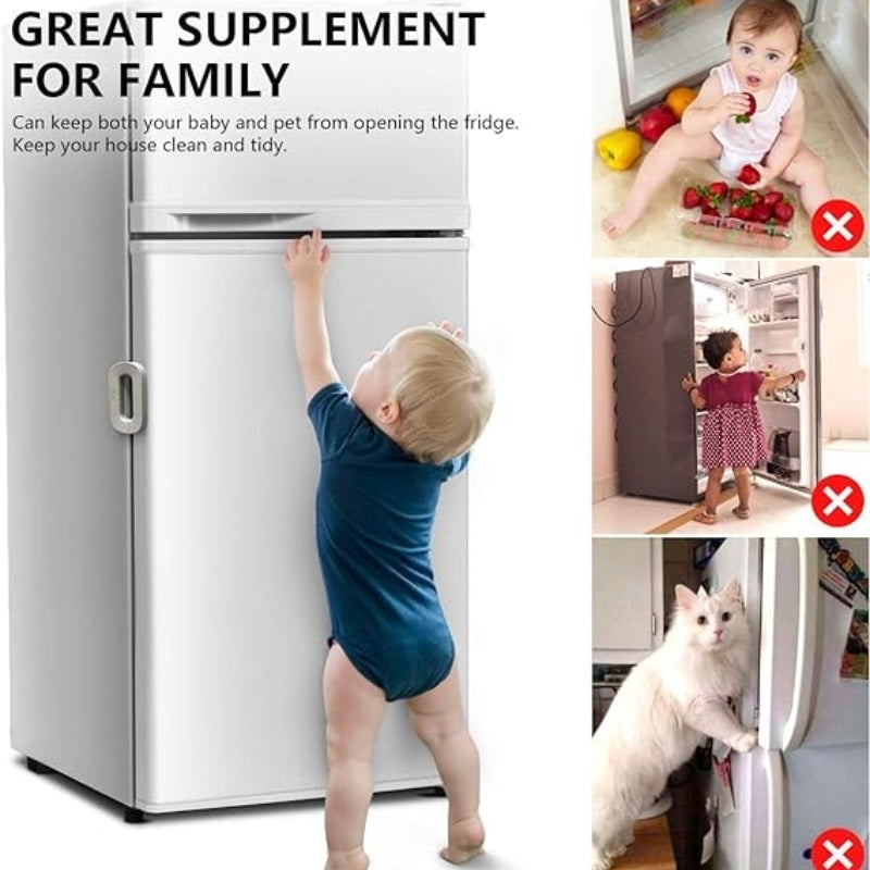 Child Safety Refrigerator Lock | Baby Proof Double Button Fridge Lock White & Grey Secure fridge, protect kids