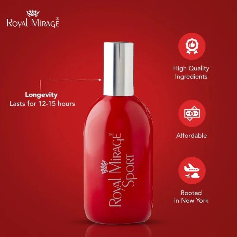 Royal Mirage Sport Eau De Cologne 120ml | Long-Lasting Refreshing Unisex Perfume Fresh unisex cologne spray