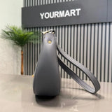 Crescent Luxury Faux Leather Shoulder Bag | Dark Gray Elegant Handbag for Women Stylish Gray Crescent Handbag