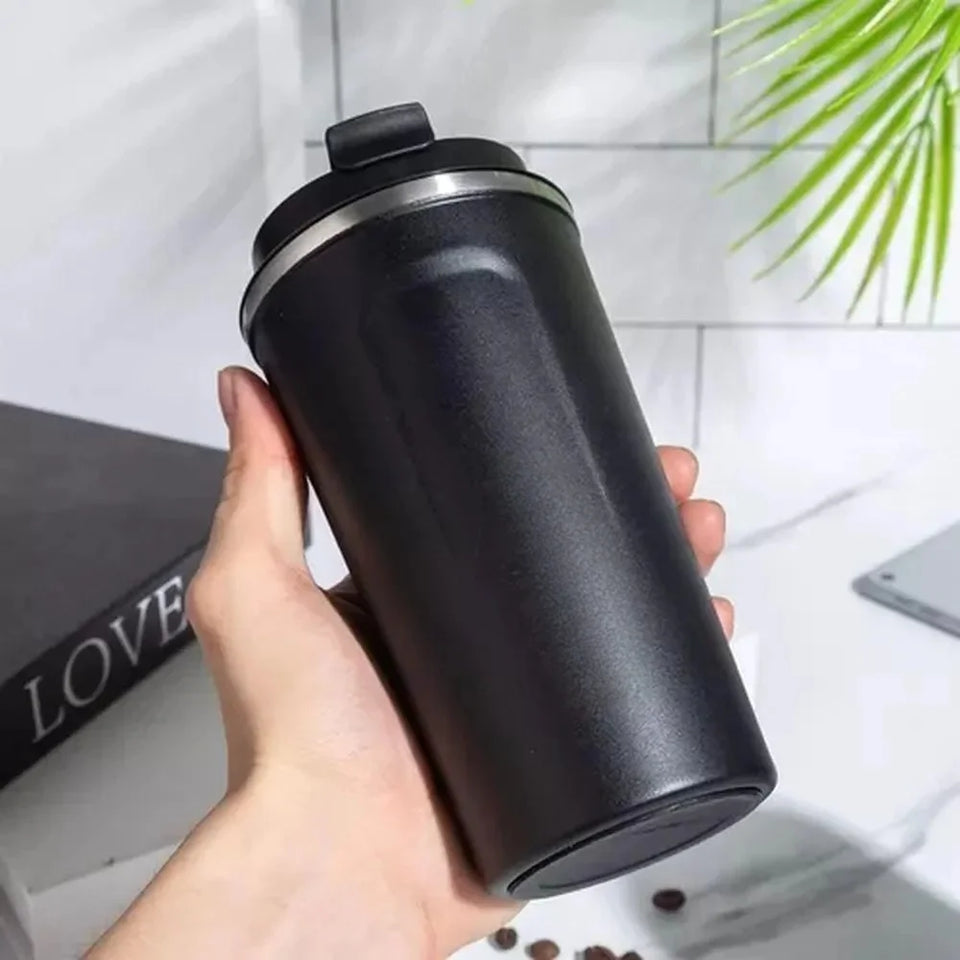 Black 510ML Stainless Steel Vacuum Insulated Thermos Flask Travel Mug with Temperature Display Smart LED Display Coffee Mug