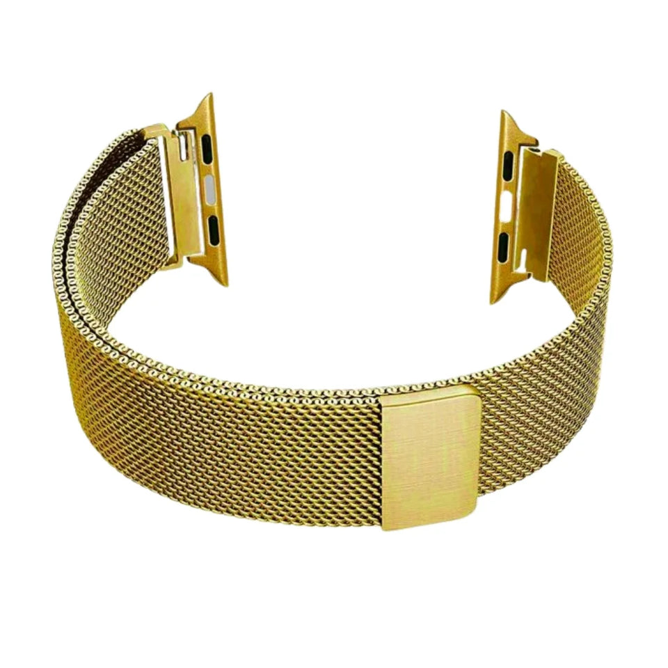 Gold | Apple Watch Milanese Magnetic Loop Strap | Stainless Steel Band | 42mm / 44mm / 45mm Stylish Stainless Steel Strap