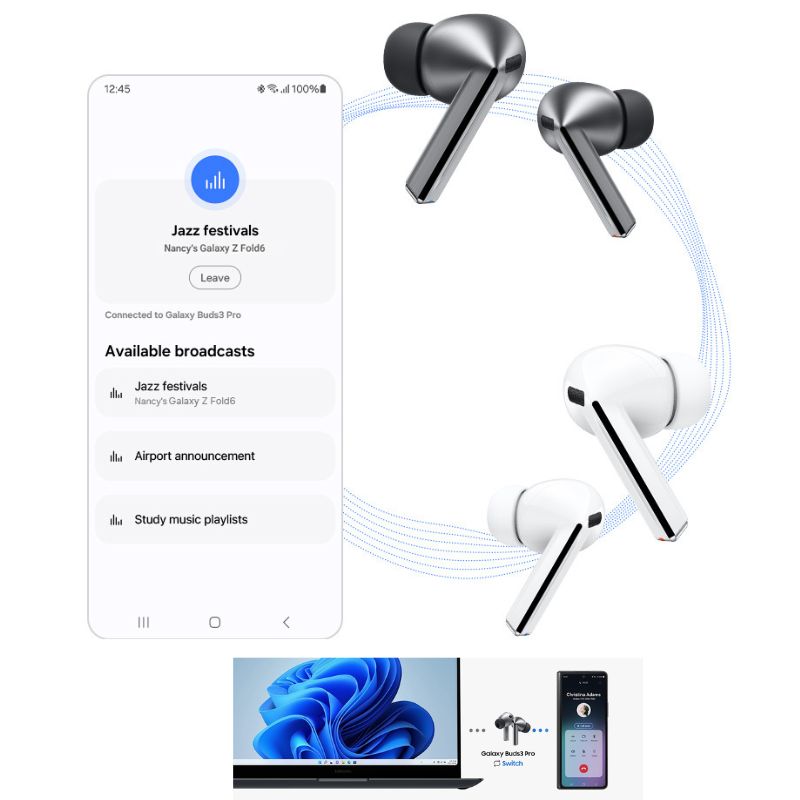 Samsung Galaxy Buds 3 Pro | WHITE | ANC Wireless Bluetooth Earbuds with Adaptive AI & Immersive Sound Smart Galaxy Buds 3 Pro