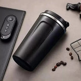 Black 510ML Stainless Steel Vacuum Insulated Thermos Flask Travel Mug with Temperature Display Smart LED Display Coffee Mug